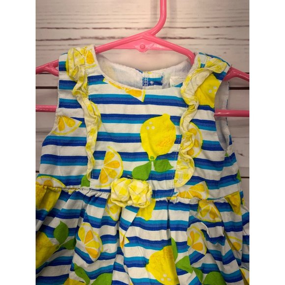 Nannette Blue‎ Stripe Lemon Size 3-6 Months Infant Dress - Picture 3 of 7